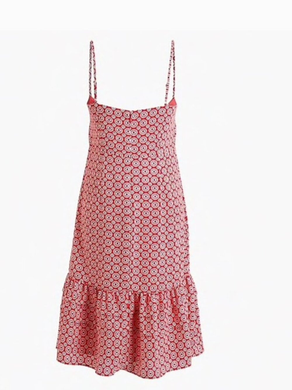J. Crew Red Printed Ruffle Hem Summer Sundress Size 8 - Picture 7 of 13